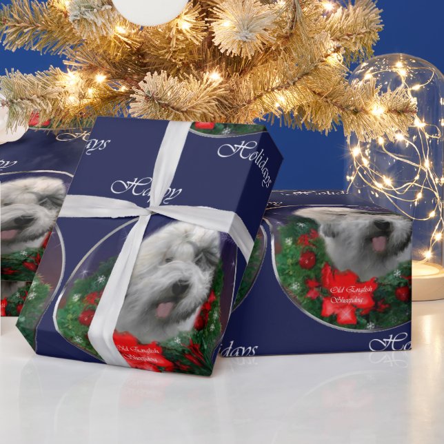 Old English Sheepdog Christmas Wrapping Paper (Holidays)