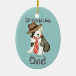 Old English Sheepdog Dad Ceramic Ornament