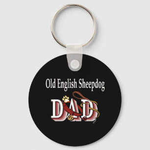old english SHEEPDOG dad Keychain