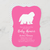 Old English Sheepdog Dog Baby Shower Girl Pink