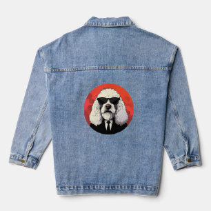 Old English Sheepdog Dog Businessman   Denim Jacket