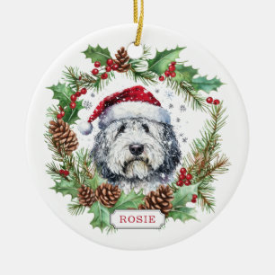 Old English Sheepdog Dog Ceramic Circle Ornament