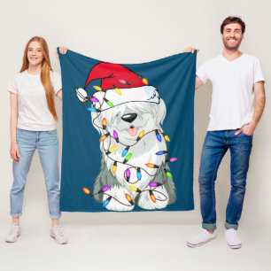 Old English Sheepdog Dog Light Decor Christmas Dog Fleece Blanket
