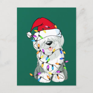 Old English Sheepdog Dog Light Decor Christmas Dog Postcard