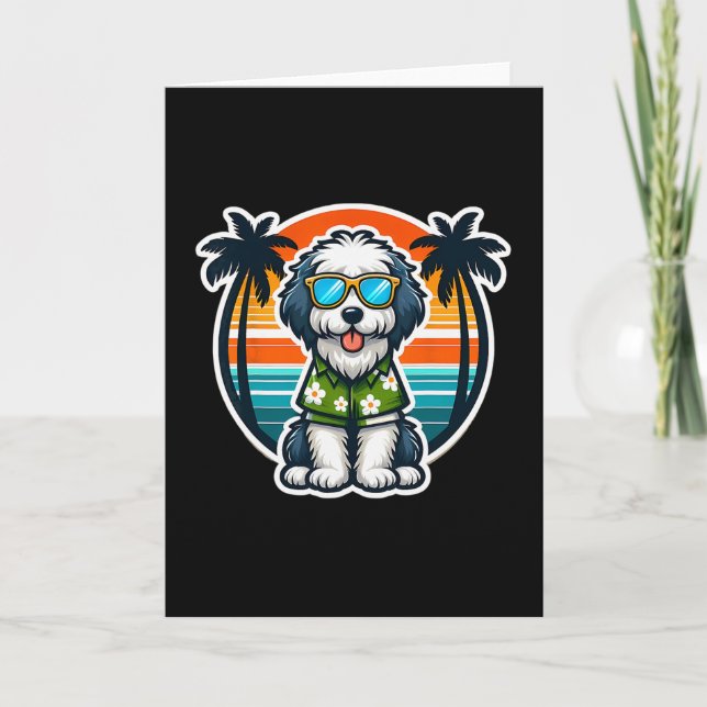 Old English Sheepdog Dog Owner Summer Vibes Vacati Card (Front)