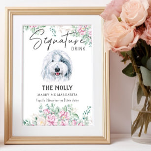 Old English Sheepdog Dog Signature Drink Sign