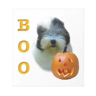 Old English Sheepdog Halloween Boo Notepad