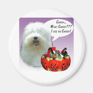 Old English Sheepdog Halloween Candy Magnet