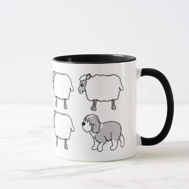 Old English Sheepdog Herding Sheep Mug (Right)
