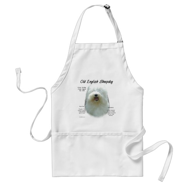 Old English Sheepdog History Design Standard Apron (Front)