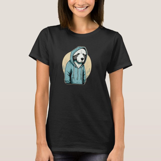 Old English Sheepdog in Hoodie  Woods Chill Pul Ho T-Shirt (Front)