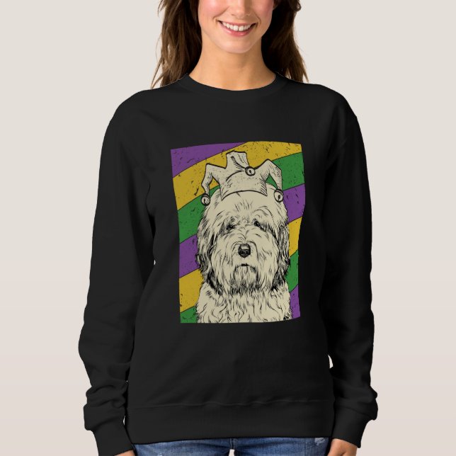 Old English Sheepdog Jester Mardi Gras Dog Mom or  Sweatshirt (Front)