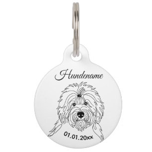 Old English Sheepdog Line Art Personalized Tag