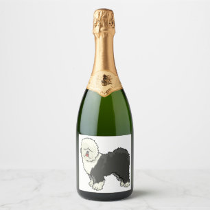 Old English sheepdog my friend Sparkling Wine Label