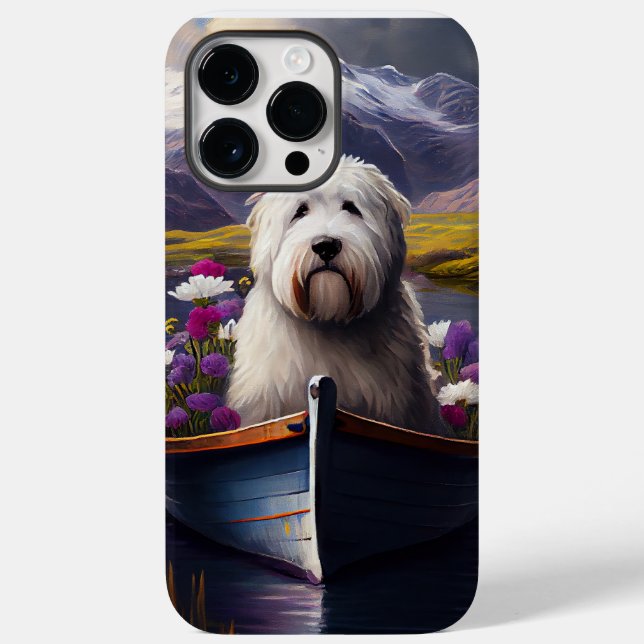 Old English Sheepdog on Paddle: A Scenic Adventure Case-Mate iPhone Case (Back)