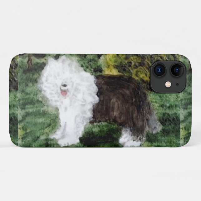 Old English Sheepdog Painting Cute Dog Case-Mate iPhone Case (Back (Horizontal))
