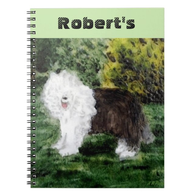 Old English Sheepdog Painting Spiral Notebook (Front)