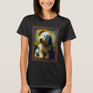 Old English Sheepdog Painting Sunflower Flower Mom T-Shirt