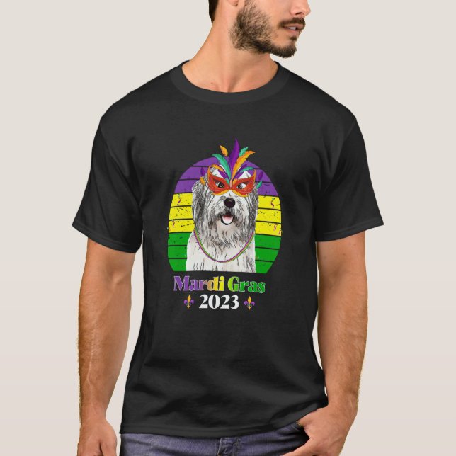 Old English Sheepdog Party Dog Mardi Gras 2023 T-Shirt (Front)