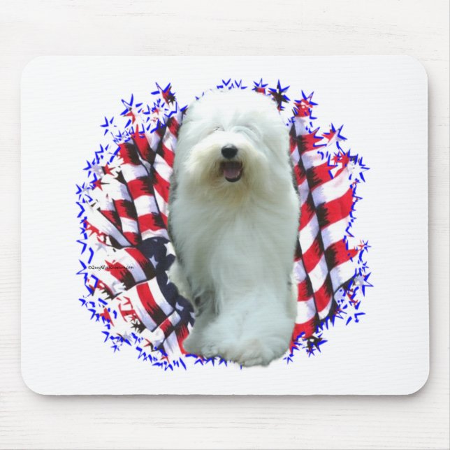 Old English Sheepdog Patriot Mouse Pad (Front)