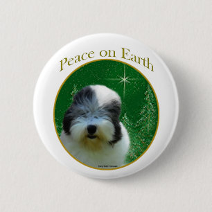 Old English Sheepdog Peace 6 Cm Round Badge
