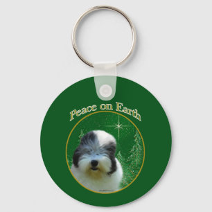 Old English Sheepdog Peace Key Ring