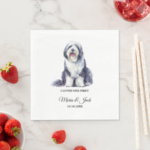 Old English Sheepdog Photo Wedding Napkin