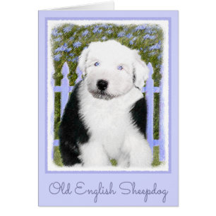 Old English Sheepdog Puppy Painting - Dog Art
