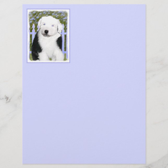 Old English Sheepdog Puppy Painting - Dog Art (Front)