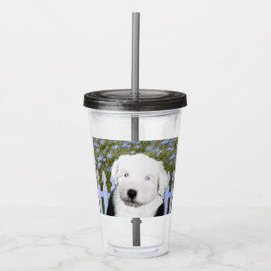 Old English Sheepdog Puppy Painting - Dog Art Acrylic Tumbler