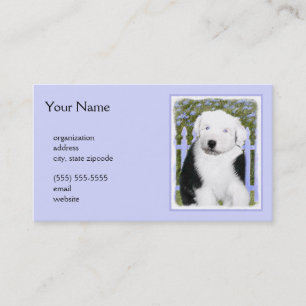 Old English Sheepdog Puppy Painting - Dog Art Business Card