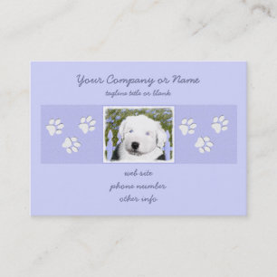 Old English Sheepdog Puppy Painting - Dog Art Business Card