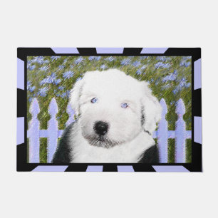 Old English Sheepdog Puppy Painting - Dog Art Doormat
