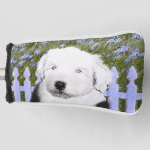 Old English Sheepdog Puppy Painting - Dog Art Golf Head Cover
