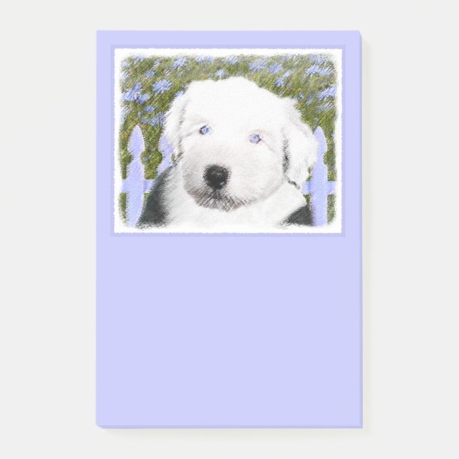 Old English Sheepdog Puppy Painting - Dog Art Post-it Notes (Front)
