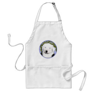 Old English Sheepdog Puppy Painting - Dog Art Standard Apron
