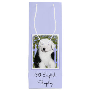 Old English Sheepdog Puppy Painting - Dog Art Wine Gift Bag