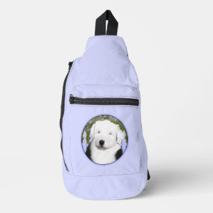 Old English Sheepdog Puppy Painting Pet Dog Art Sling Bag
