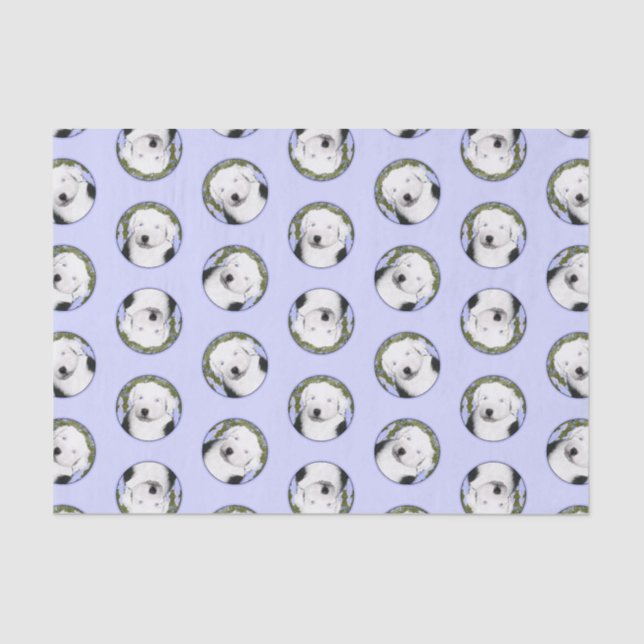 Old English Sheepdog Puppy Painting Pet Dog Art Tissue Paper (Front)