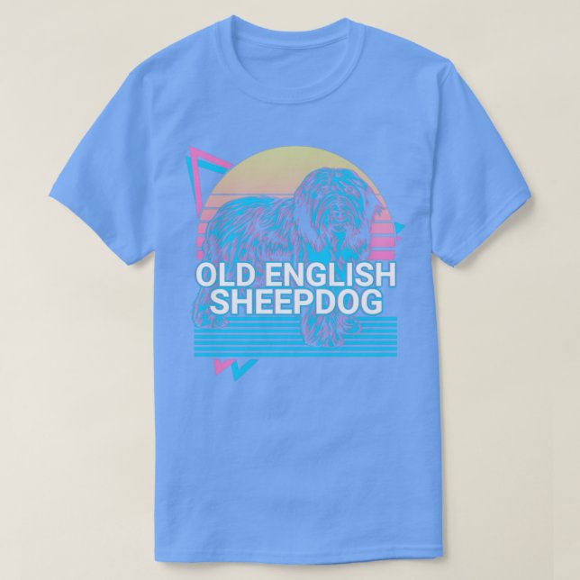 Old English Sheepdog Retro T-Shirt (Design Front)