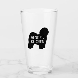 Old English Sheepdog Silhouette Personalised Dog Glass