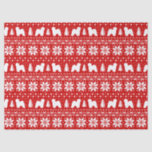 Old English Sheepdog Silhouettes Christmas Pattern Tissue Paper<br><div class="desc">Fun Red and White Christmas Sweater Style Pattern with Sheepie Silhouettes</div>