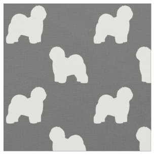 Old English Sheepdog Silhouettes Patterned Fabric