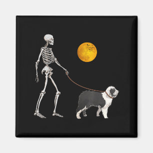 Old English Sheepdog Skeleton Dog Walking Magnet
