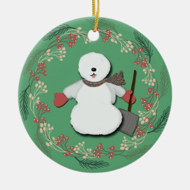 Old English Sheepdog Snowman Ornament (Front)