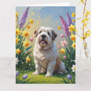 Old English Sheepdog Spring Flowers Painting Card
