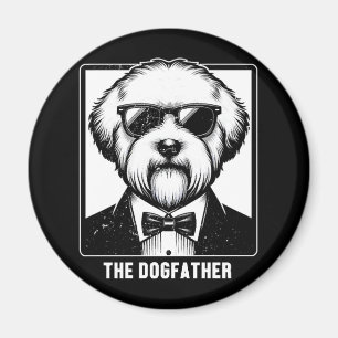 Old English Sheepdog The Dogfather Tuxedo Cool Fun Magnet