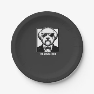 Old English Sheepdog The Dogfather Tuxedo Cool Fun Paper Plate