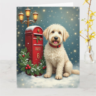 Old English Sheepdog Vintage Christmas Postcard