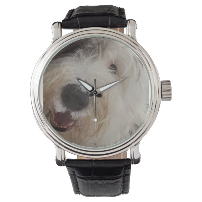 Old English Sheepdog Watch - Snow Face (Front)